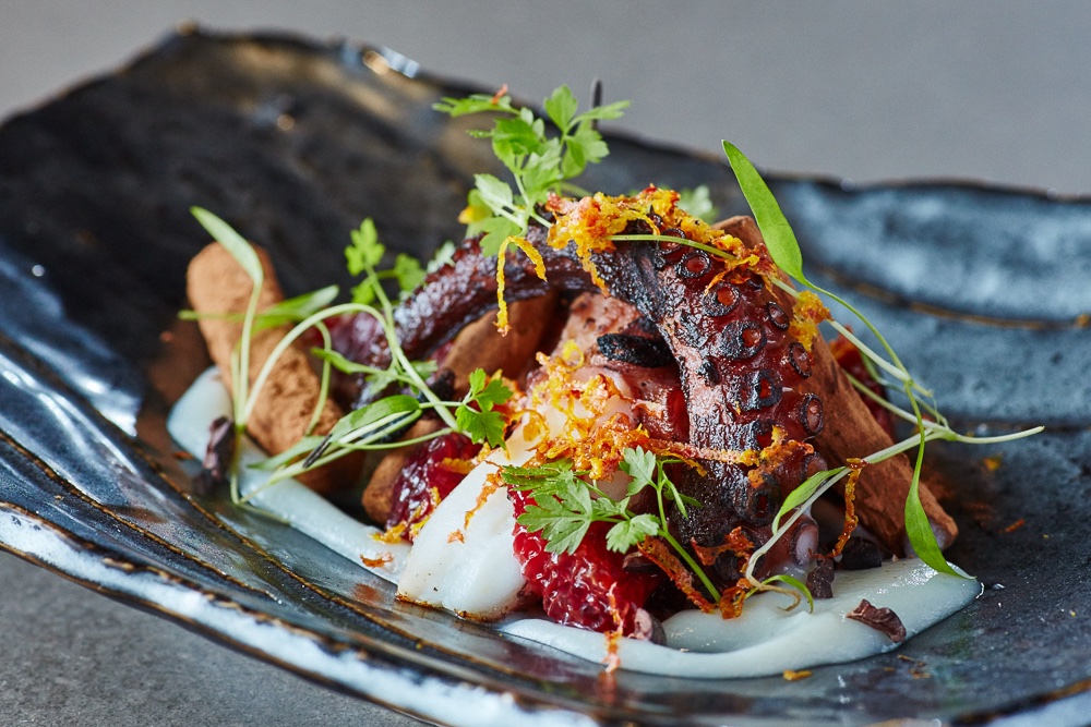 A dish being finished in the Flybrook kitchen